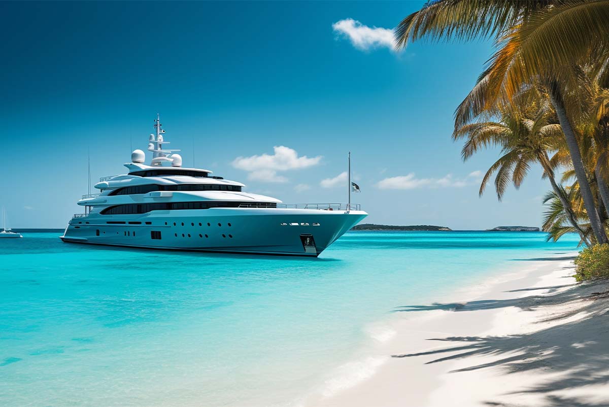 Bateau de croisière pour seniors près d'une plage